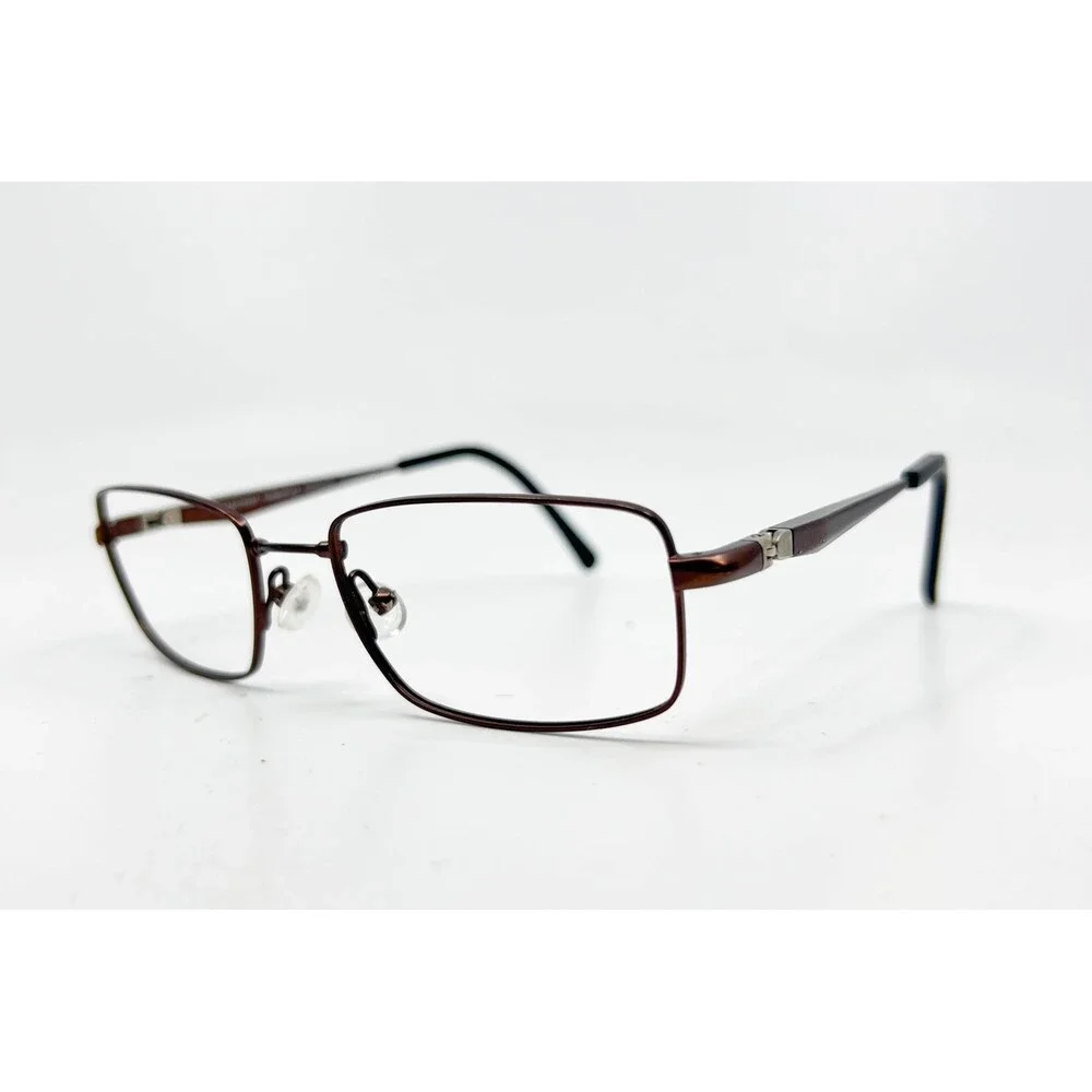 EasyTwist Eyeglass Frames Mens Brown Metal Rectangular 48-17-135